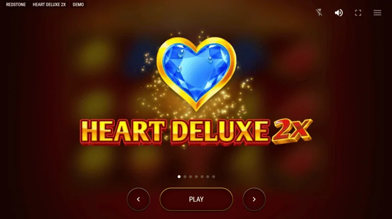 Heart Deluxe 2x - menu chính và màn hình khởi động của slot