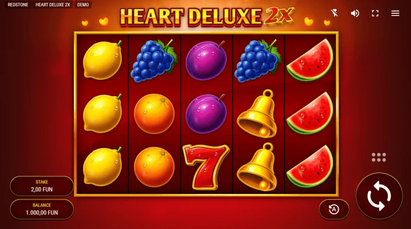 Heart Deluxe 2x - màn hình chơi game với guồng quay 5x3