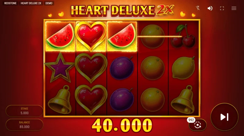Heart Deluxe 2x - tổ hợp chiến thắng với Wild trên guồng quay
